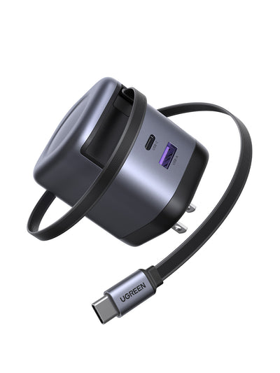 UGREEN Nexode 巻き取り式 USB-Cケーブル内蔵 充電器 65W