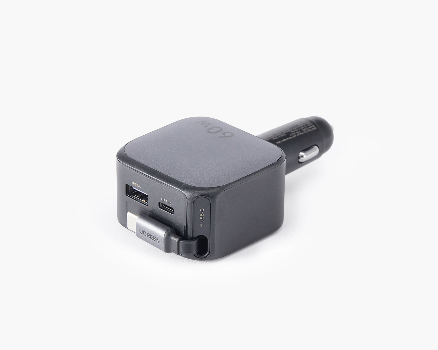 UGREEN Nexode 巻き取り式 USB-Cケーブル内蔵 カーチャージャー 60W