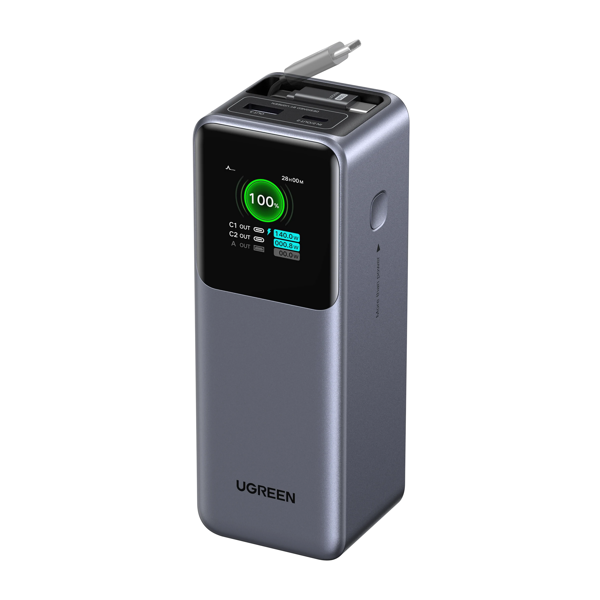 UGREEN Nexode 巻き取り式 USB-Cケーブル内蔵 モバイルバッテリー20000mAh 165W