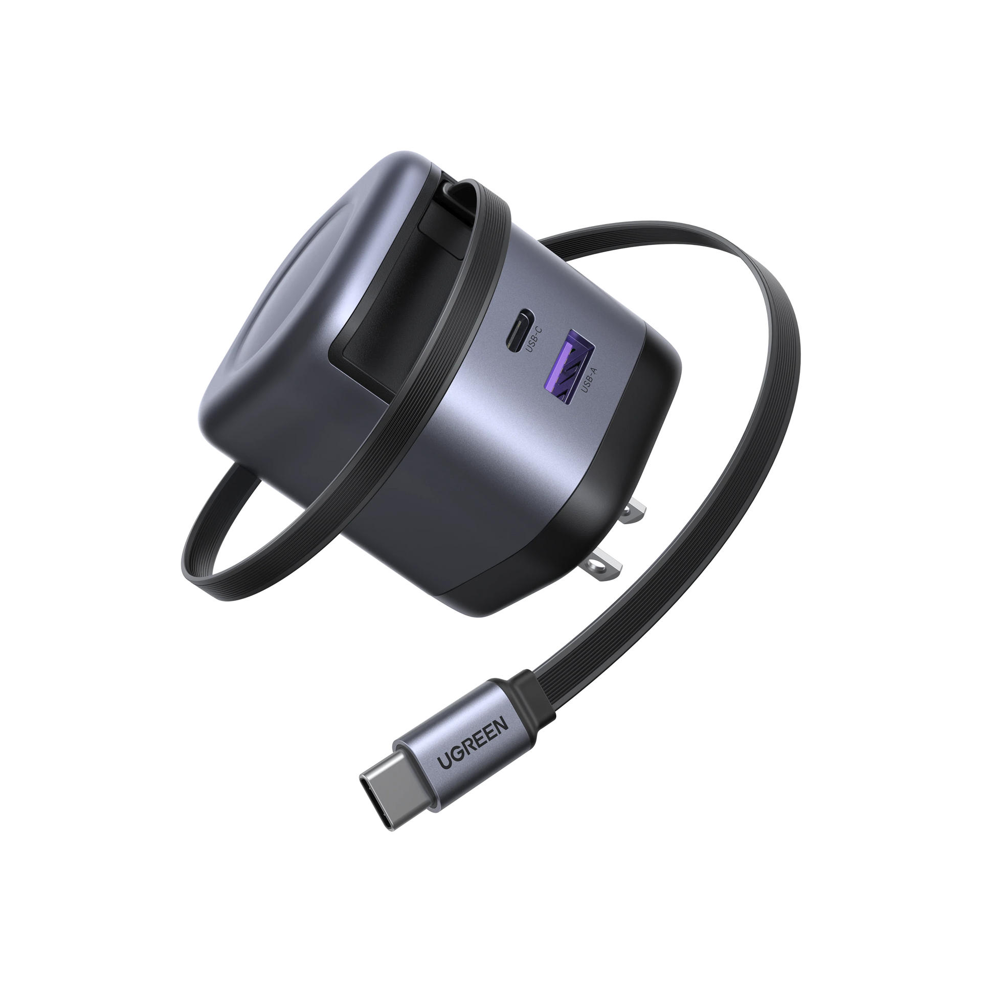 UGREEN Nexode 巻き取り式 USB-Cケーブル内蔵 充電器 65W