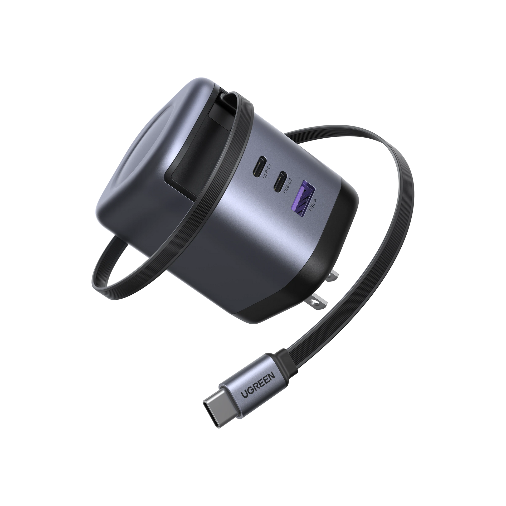 UGREEN Nexode 巻き取り式 USB-Cケーブル内蔵 充電器 100W