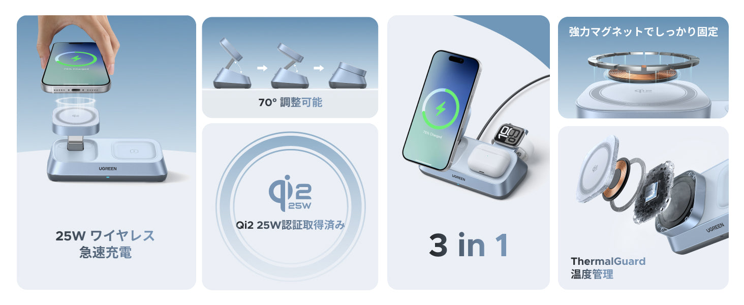 Qi2準拠 · 安心の多重保護